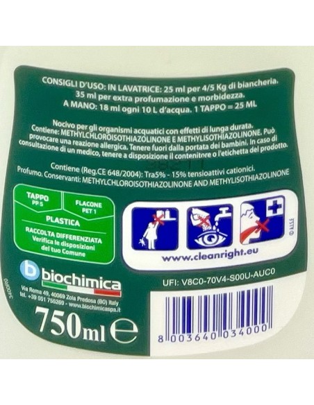 soft ammorbidente concentrato 30 lavaggi 750ml - muschio bianco: tuttocasashop.it: prodotti per bucato e tessuti