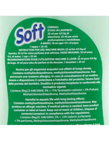 soft ammorbidente concentrato 30 lavaggi 750ml - muschio bianco: tuttocasashop.it: prodotti per bucato e tessuti