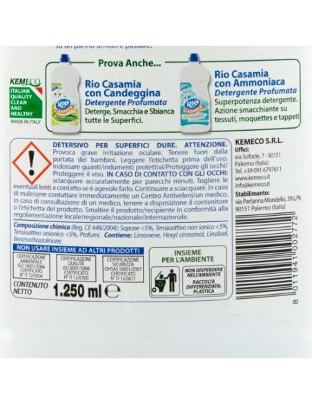 rio casamia 1250ml muschio bianco - supefici e pavimenti sapone e alcool: tuttocasashop.it: pulizia e cura della casa