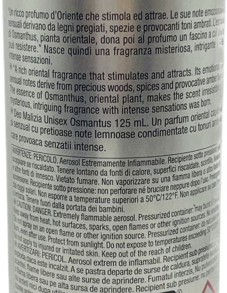 malizia unisex deodorante spray 125ml - osmantus: tuttocasashop.it: igiene e cura della persona