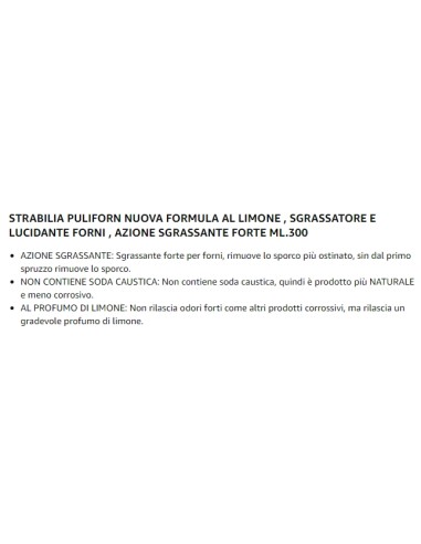 strabilia puliforn - 300ml - al limone - sgrassa e lucida forni e fornelli: tuttocasashop.it: pulizia e cura della casa