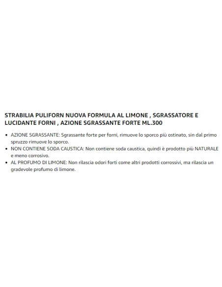 strabilia puliforn - 300ml - al limone - sgrassa e lucida forni e fornelli: tuttocasashop.it: pulizia e cura della casa