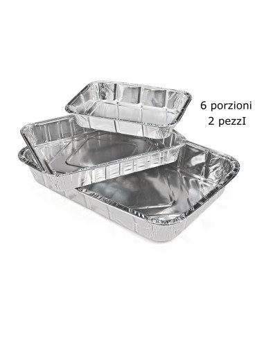2 vaschette in alluminio senza coperchio - 6 porzioni 31x21x5cm: tuttocasashop.it: carta & monouso