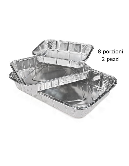 2 vaschette in alluminio senza coperchio - 8 porzioni 32x26x5cm: tuttocasashop.it: carta & monouso