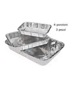 2 vaschette in alluminio senza coperchio - 4 porzioni 22x17x4cm: tuttocasashop.it: carta & monouso