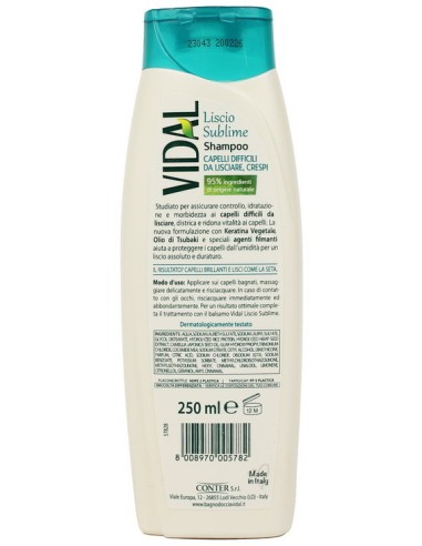 vidal shampoo 250ml - liscio sublime - keratina vegetale e olio di tsubaki: tuttocasashop.it: igiene e cura della persona