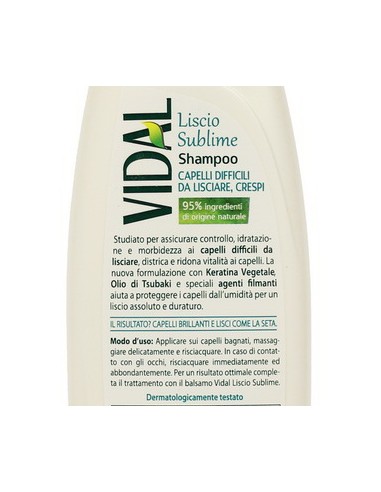 vidal shampoo 250ml - liscio sublime - keratina vegetale e olio di tsubaki: tuttocasashop.it: igiene e cura della persona