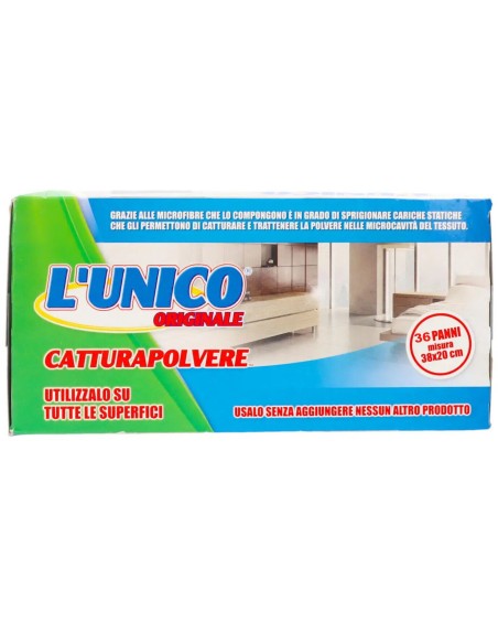 l'unico 36 panni catturapolvere 38x20cm - compatibili con sistema swiffer: tuttocasashop.it: pulizia e cura della casa