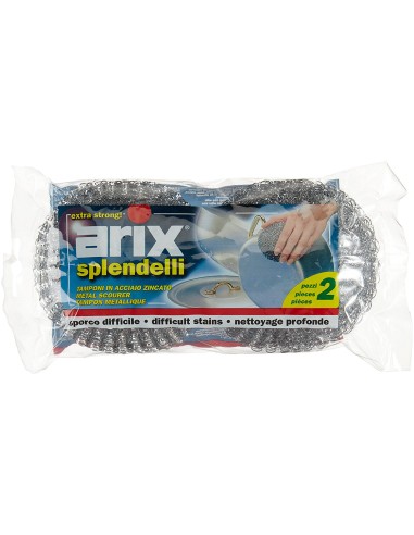 arix splendelli spugne zincate acciaio - 2 pezzi - cucina pentole stoviglie: tuttocasashop.it: pulizia e cura della casa