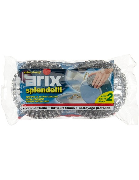 arix splendelli spugne zincate acciaio - 2 pezzi - cucina pentole stoviglie: tuttocasashop.it: pulizia e cura della casa