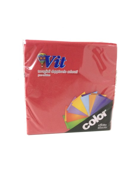 vit 25 tovaglioli doppio velo 33x33cm - rosso: tuttocasashop.it: carta & monouso
