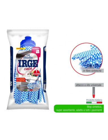irge mop lavapavimenti sintetico - attacco universale a vite: tuttocasashop.it: pulizia e cura della casa