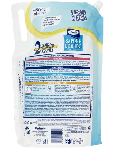 mil mil sapone liquido - ecoricarica - 2 litri - classico: tuttocasashop.it: igiene e cura della persona