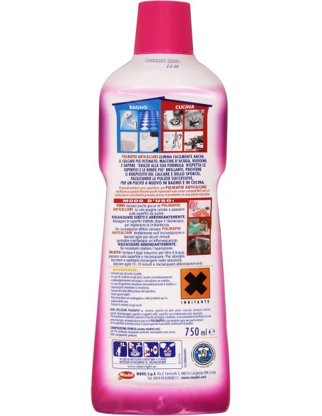 pulirapid detergente anticalcare liquido - 750ml - aceto: tuttocasashop.it: pulizia e cura della casa