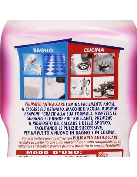 pulirapid detergente anticalcare liquido - 750ml - aceto: tuttocasashop.it: pulizia e cura della casa