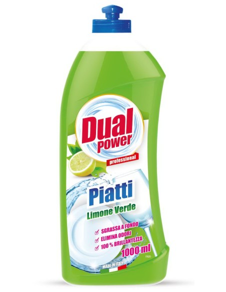 dual power detersivo per piatti e stoviglie - 1 litro - limone verde: tuttocasashop.it: pulizia e cura della casa