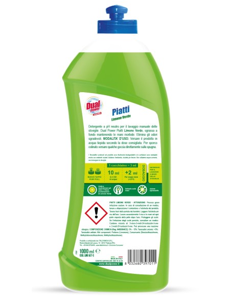 dual power detersivo per piatti e stoviglie - 1 litro - limone verde: tuttocasashop.it: pulizia e cura della casa