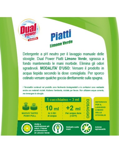 dual power detersivo per piatti e stoviglie - 1 litro - limone verde: tuttocasashop.it: pulizia e cura della casa