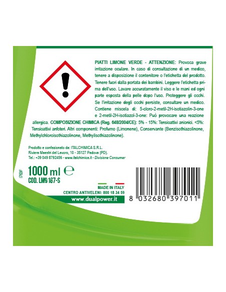 dual power detersivo per piatti e stoviglie - 1 litro - limone verde: tuttocasashop.it: pulizia e cura della casa