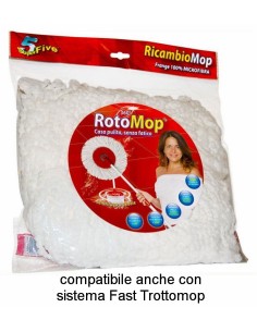 rotomop - trottomop - mop ricambio per secchio rotante superfive: tuttocasashop.it: pulizia e cura della casa