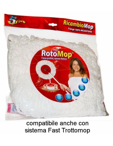 rotomop - trottomop - mop ricambio per secchio rotante superfive: tuttocasashop.it: pulizia e cura della casa