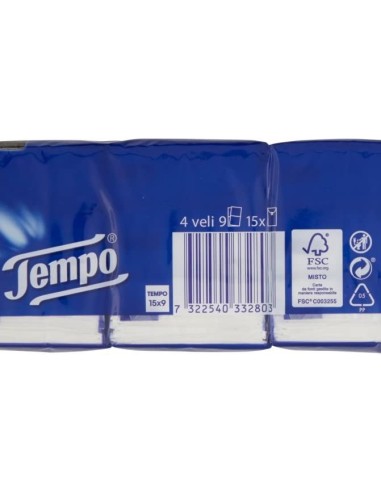 tempo fazzoletti di carta da naso - 15 pacchetti da 9 pezzi: tuttocasashop.it: carta & monouso