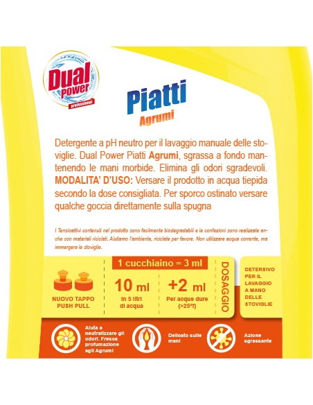 dual power detersivo per piatti e stoviglie - 1 litro - agrumi: tuttocasashop.it: pulizia e cura della casa