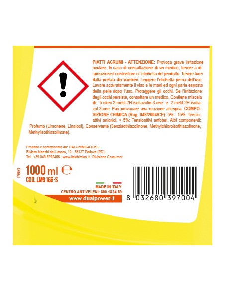 dual power detersivo per piatti e stoviglie - 1 litro - agrumi: tuttocasashop.it: pulizia e cura della casa