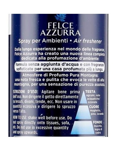 felce azzurra aria di casa deodorante - spray 250ml - pura montagna: tuttocasashop.it: pulizia e cura della casa