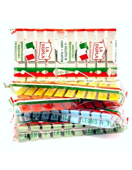 la dupla 10 pinze stendi bucato in legno rivestito plastica - made in italy: tuttocasashop.it: prodotti per bucato e tessuti