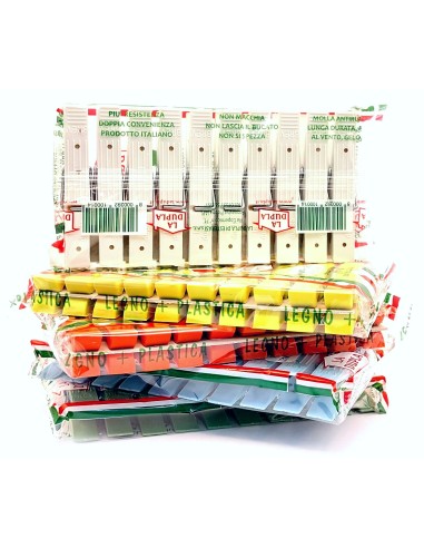 la dupla 10 pinze stendi bucato in legno rivestito plastica - made in italy: tuttocasashop.it: prodotti per bucato e tessuti
