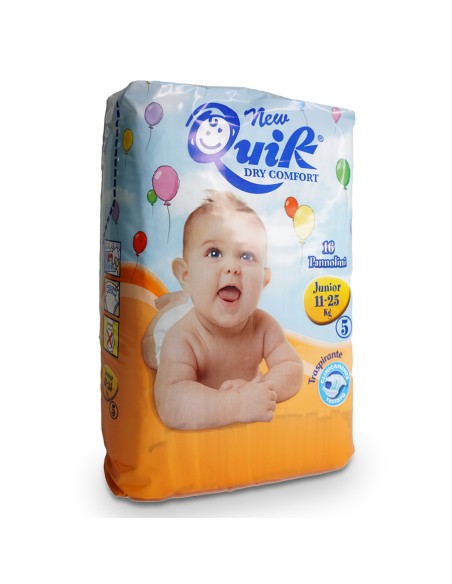 quik dry comfort pannolini per bambini - taglia 5 junior 12-22kg - 16 pezzi: tuttocasashop.it: igiene e cura della persona