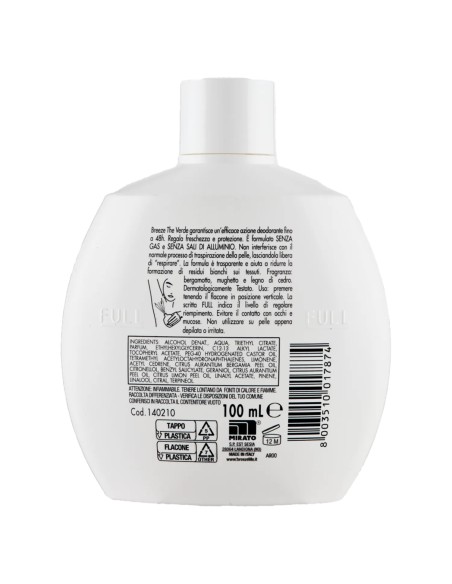 breeze deodorante squeeze no-gas - 100ml - the verde: tuttocasashop.it: igiene e cura della persona