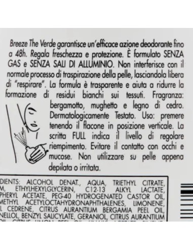 breeze deodorante squeeze no-gas - 100ml - the verde: tuttocasashop.it: igiene e cura della persona