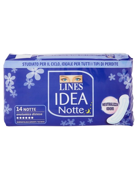 lines idea assorbenti notte extralungo - 14 pezzi - ipoallergenico: tuttocasashop.it: igiene e cura della persona