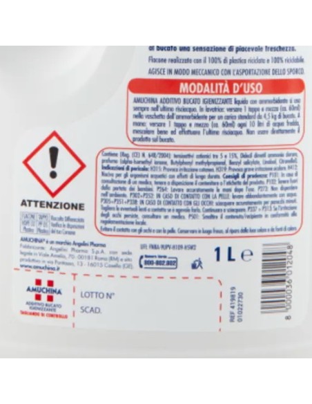 amuchina additivo disinfettante liquido per bucato - 1 litro: tuttocasashop.it: prodotti per bucato e tessuti