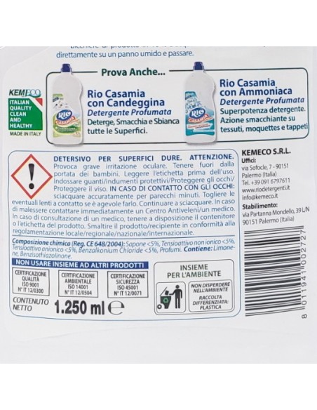 rio casamia 1250ml agrumi - pavimenti e superfici - con alcool e sapone: tuttocasashop.it: pulizia e cura della casa