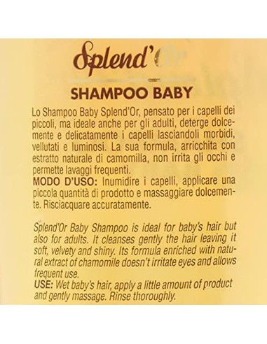 splend'or shampoo - 300ml - baby - camomilla - capelli morbidi e vellutati: tuttocasashop.it: igiene e cura della persona