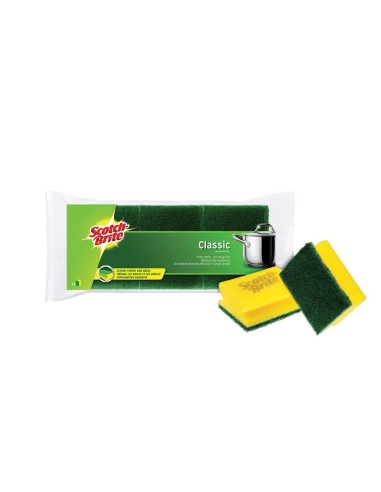 scotch-brite 3 spugne con abrasivo e impugnatura salvadita: tuttocasashop.it: pulizia e cura della casa