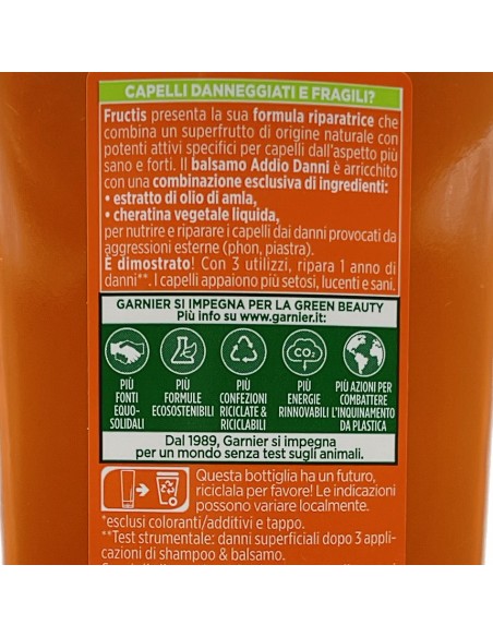 fructis balsamo per capelli - 200ml - addio danni - capelli danneggiati: tuttocasashop.it: igiene e cura della persona