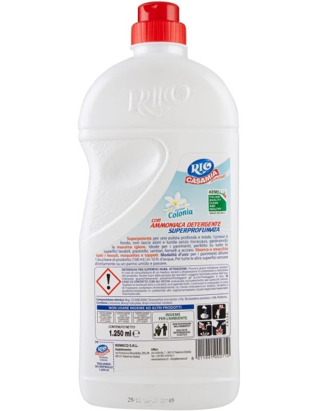 rio casamia 1250ml colonia - pavimenti e superfici con ammoniaca detergente: tuttocasashop.it: pulizia e cura della casa