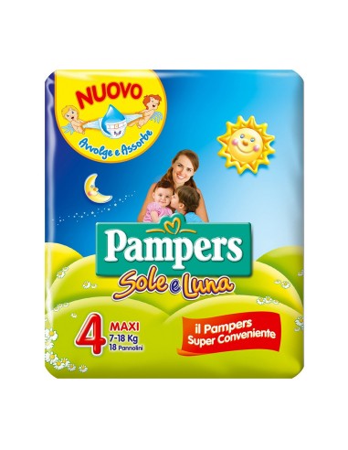 pampers sole e luna pannolini - taglia 4 maxi 7-18kg - 18 pezzi: tuttocasashop.it: igiene e cura della persona