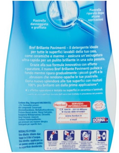 bref detergente liquido per pavimenti 1.25l - brillante - blu: tuttocasashop.it: pulizia e cura della casa