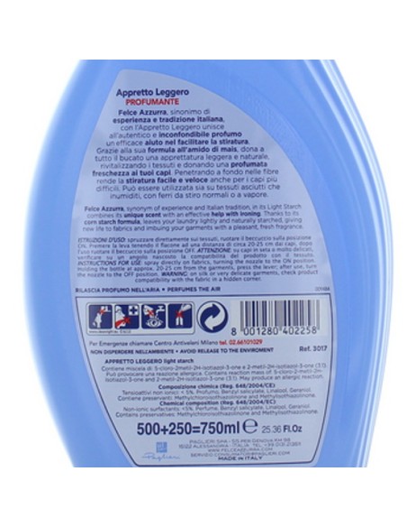 felce azzurra paglieri appretto leggero 750ml - profumato con amido di mais: tuttocasashop.it: prodotti per bucato e tessuti