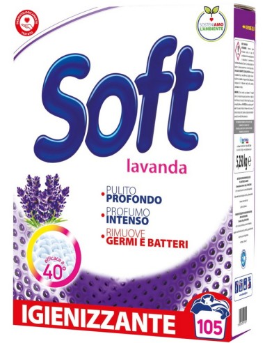soft detersivo lavatrice in polvere fusto 105 misurini - lavanda: tuttocasashop.it: prodotti per bucato e tessuti