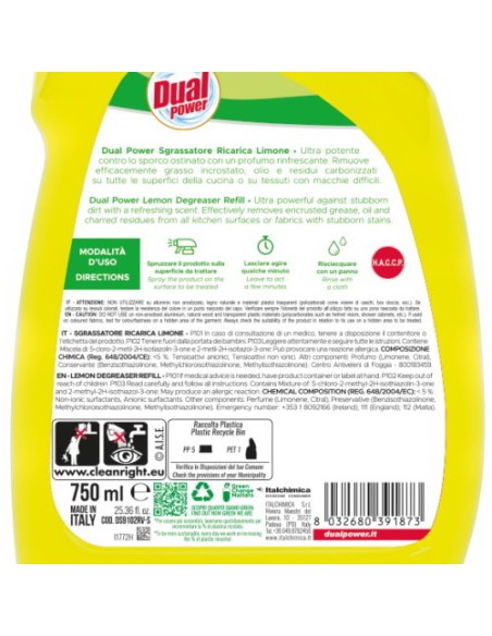 dual power sgrassatore universale spray 750ml - limone - ricarica: tuttocasashop.it: pulizia e cura della casa