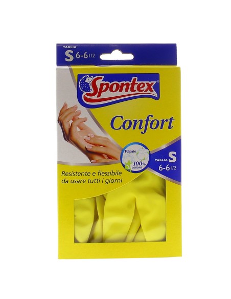 spontex confort guanti gomma felpati - taglia s - 6.5 - piccola: tuttocasashop.it: pulizia e cura della casa