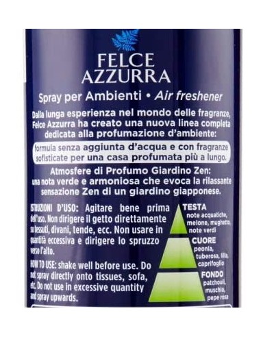 felce azzurra aria di casa deodorante - spray 250ml - giardino zen: tuttocasashop.it: pulizia e cura della casa