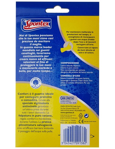 spontex multi guanti gomma felpati taglia l 8.5 grande: tuttocasashop.it: pulizia e cura della casa