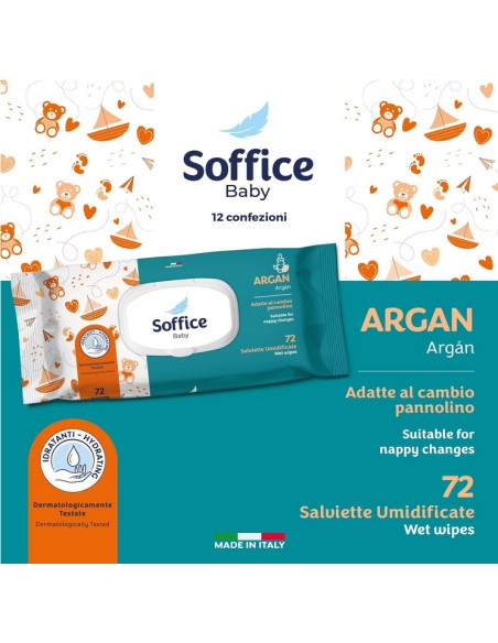 soffice salviettine imbevute - 72 pezzi - apertura pop-up - argan: tuttocasashop.it: igiene e cura della persona